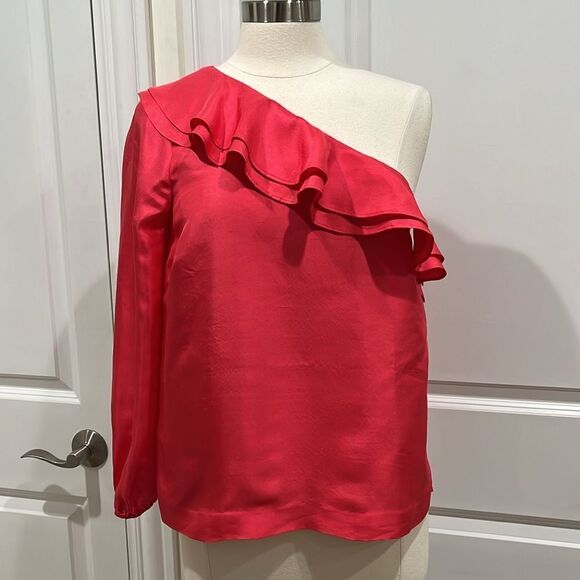J. Crew Tops - New! J. Crew One Shoulder Silk Shantung Top Pink Size 8‎ NWT